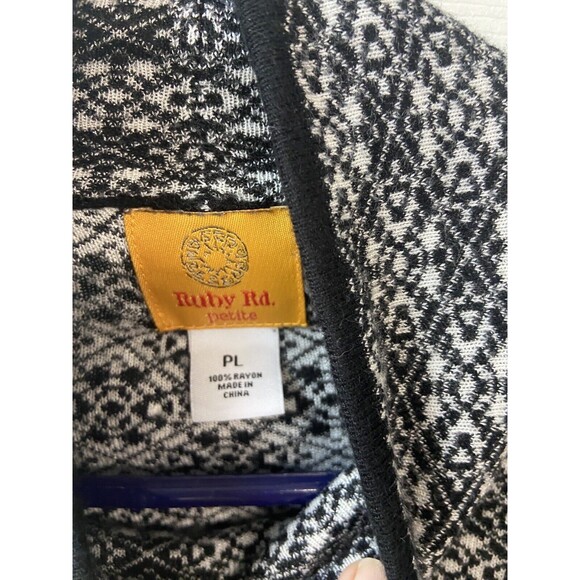 Ruby Road Sweater Size PL  Black White Tight Knit Long Sleeved Mock Neck - Picture 2 of 4